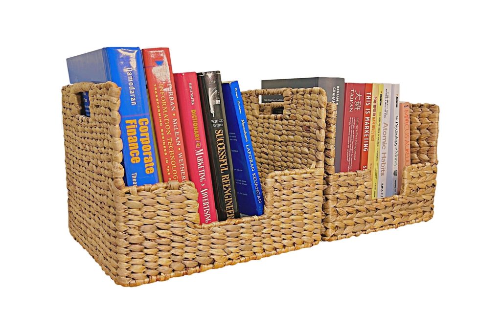 woven book storage organizer
